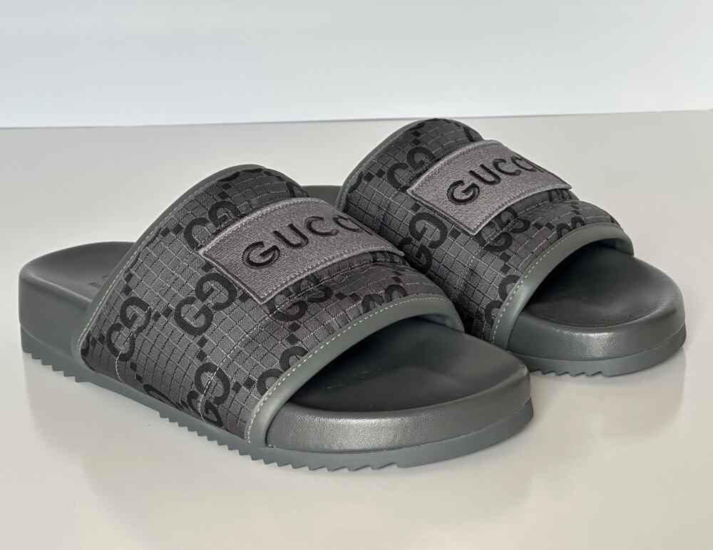 Gucci Men’s Ripstop GG Gray/Black Sandals 7.5 US (Gucci 7) 771466 NIB
